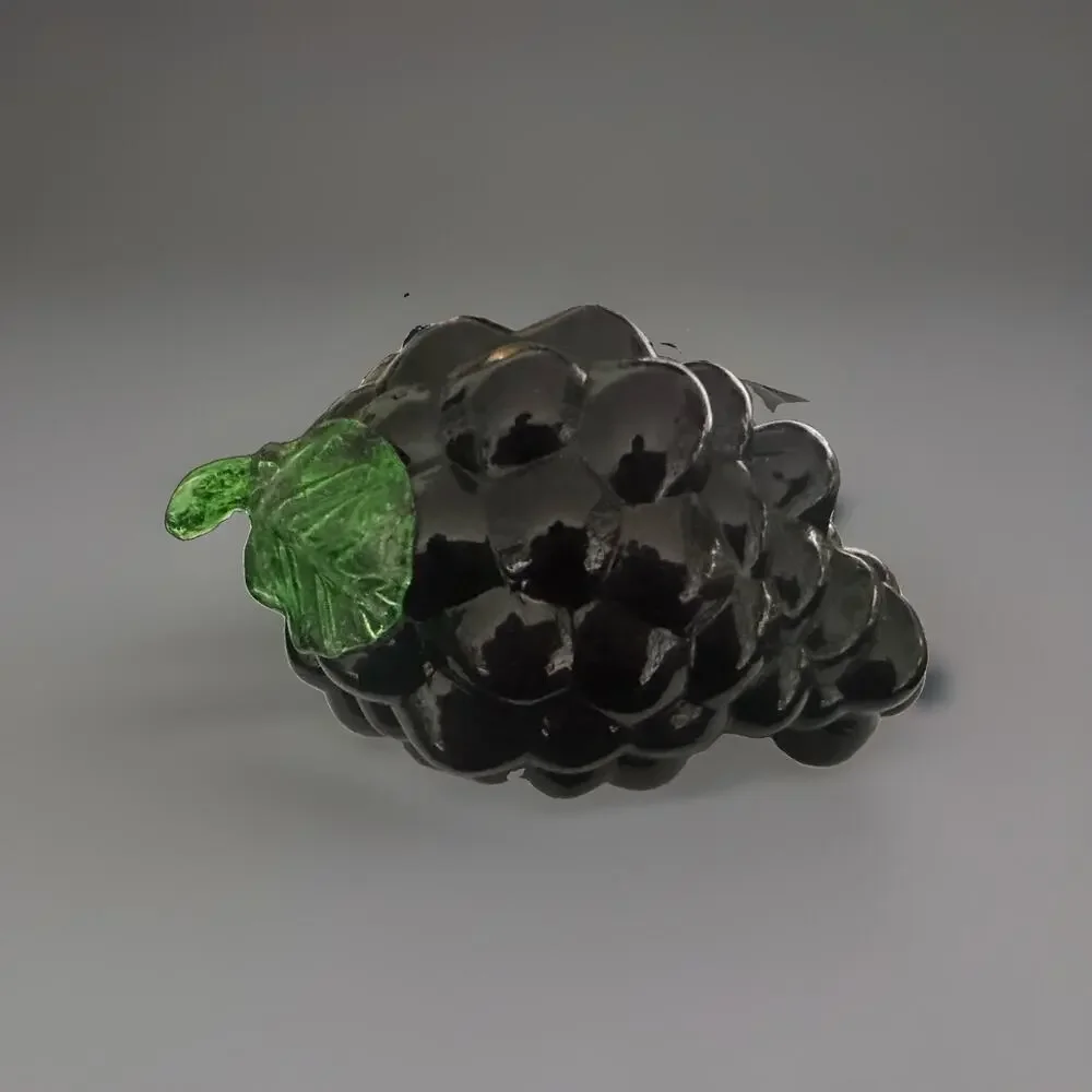 Vintage Large Studio Art Glass Hand Blown Fruit Vegetables Black GRAPES 5